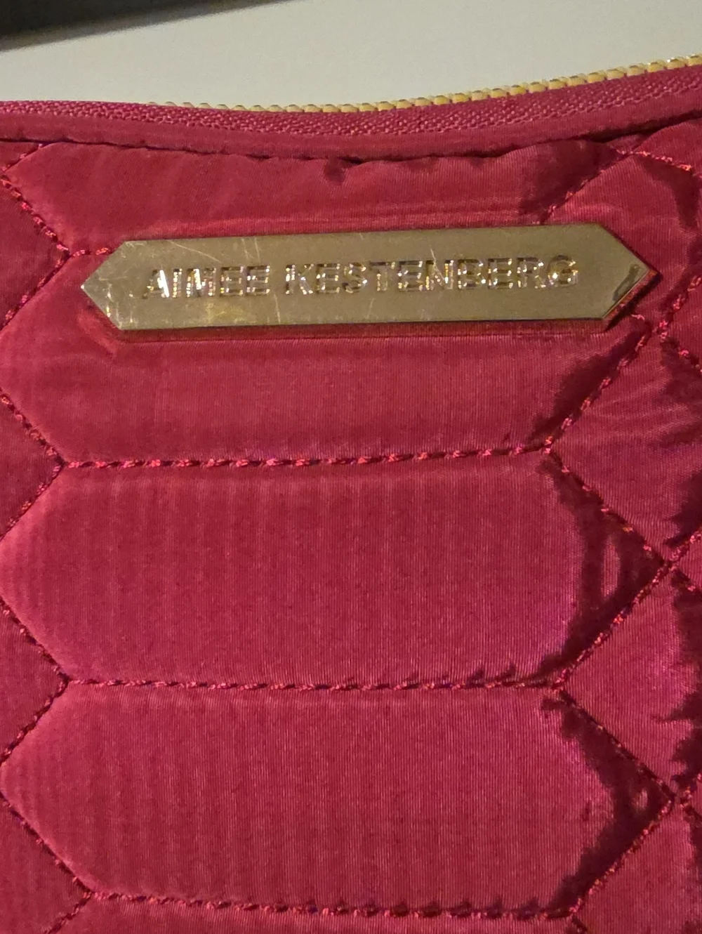 AIMEE KESTENBERG NWOT Chelsea Red Quilted Set of 3 Cosmetic Bags